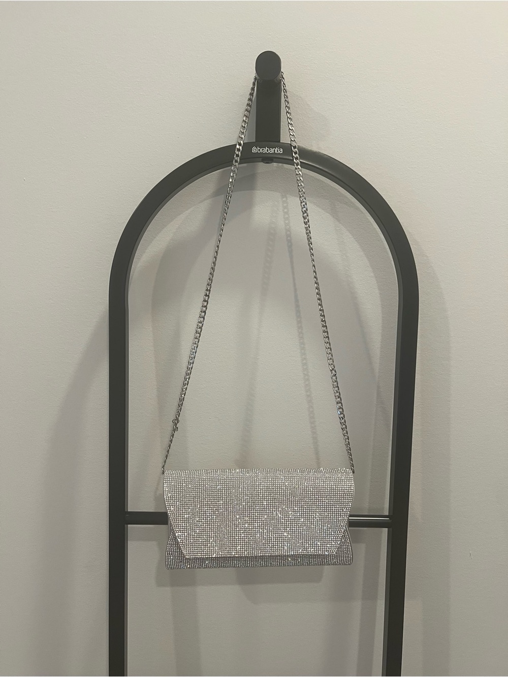 olga berg Stacey Crystal Clutch Silver